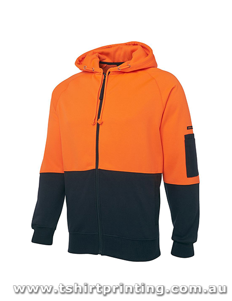 W07H Johnny Bobbin Hi Vis Full Zip Fleecy Hoodie